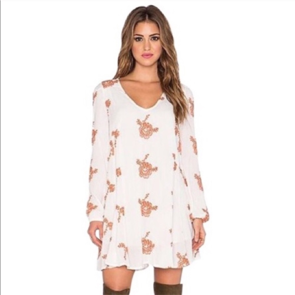 Free People Austin Cream and Mustard Floral Dress